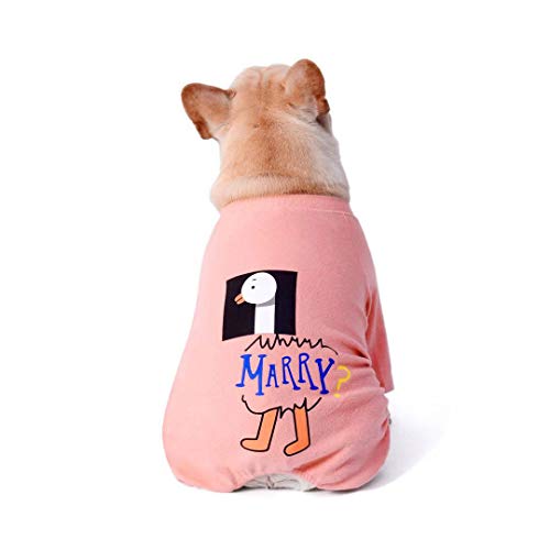 Haustierkleidung, Hunde Vierbein-Overall Shirt Weiche Baumwolle Kleine Hunde Freizeithemd Pyjama Kostüm für mittelgroße Hunde (S-Gelb) von Dreamls