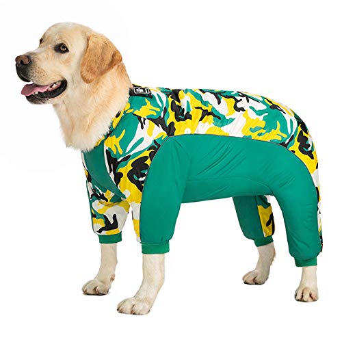 Haustierkleidung, großer Hunde-Overall Mantel Camouflage Hund Vierbein-Pyjama Wasserdicht Hunde-Shirt Anti-Haar-Hundekostüme für mittelgroße große Hunde (30#-Grün) von Dreamls