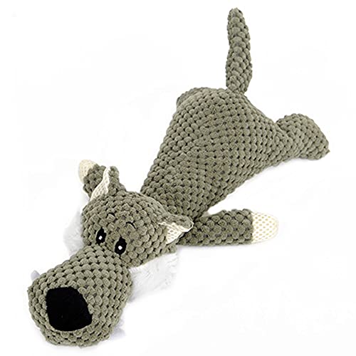 Hund Quietschspielzeug Langlebiges Tierspielzeug interaktives Spielen Hund Kauspielzeug Plüsch Hundespielzeug für Hunde (Wolf) von Dreamls