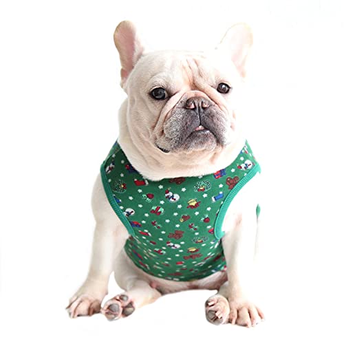Hund Weihnachten Shirt Atmungsaktiv Baumwolle Kleidung Welpen T-Shirt Gedruckt Hund Pyjama Katze Weste Kostüm für kleine mittelgroße Hunde (2XL: Grün) von Dreamls