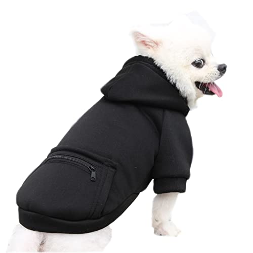Hunde-Kapuzenpullover für Hunde, mit Tasche, warm, für den Winter, für Welpen, für Hunde (3XL-Schwarz) von Dreamls