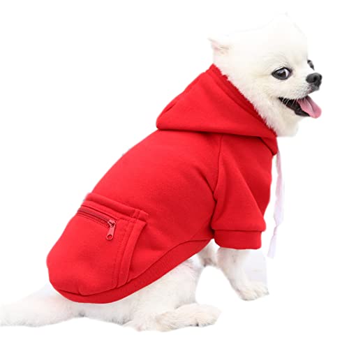 Hunde-Kapuzenpullover für Hunde, mit Tasche, warme Haustiermäntel, Winter, Welpenpullover, Outwear für Hunde (2XL-Rot) von Dreamls