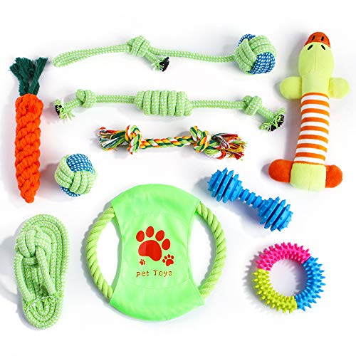 Hunde-Kauspielzeug, 10 Stück, Hundespielzeug, langlebiges Hunde-Plüschspielzeug, interaktives Seil, quietschendes Spielzeug, Welpen, Zahnspielzeug für kleine, mittelgroße und große Hunde von Dreamls