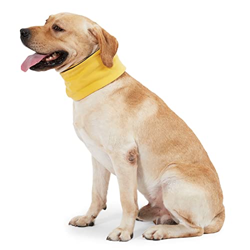 Hunde-Schal-Halsband, wendbares Hunde-Bandana, warm, waschbar, Welpen-Lätzchen, Winter-Halsbekleidung, Kostüm für Hunde Katzen (S-Gelb) von Dreamls