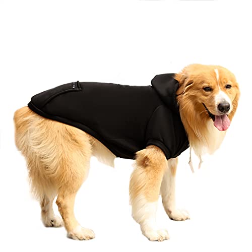Hunde Sweatshirt Kapuze Kleidung Welpenpullover mit Tasche Winter Hundejacke Warm Katzenpullover für kleine mittelgroße große Hunde (4XL: Schwarz) von Dreamls