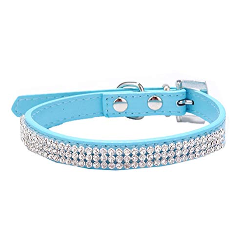 Hundehalsband, mit Strasssteinen, aus PU-Leder, verstellbare Halskette, sicherer Diamant, für kleine Hunde von Dreamls
