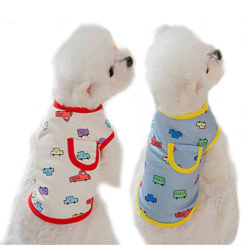 Hundekleidung, 2 Stück Hunde-Shirt mit Taschenauto Muster Hund T-Shirt Weiche Welpenweste Kostüm für Katzen Kleine Hunde (XL:2 Stück) von Dreamls
