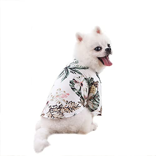 Hundekleidung, 4 Stück Hunde-Shirts Hawaii-Hunde-T-Shirts Sommer Cool Strandkleidung für Welpen Kleine Mittlere Hunde (L-Weiß) von Dreamls