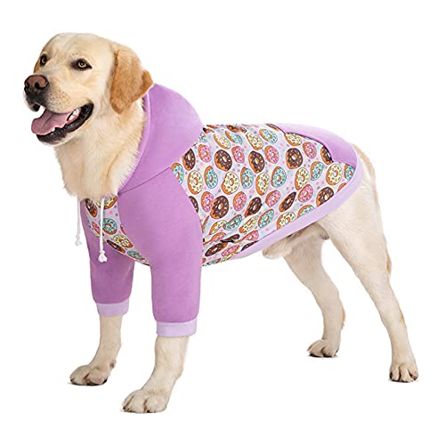Hundekleidung, Hunde-Kapuzen-Sweatshirt mit Tasche, warm, Baumwolle, Wintermantel, Pullover, Hundekostüm für mittelgroße große Hunde (34: Lila) von Dreamls