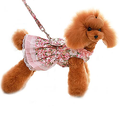 Hundekleidung, Hunde-Prinzessinnenkleid mit Leine, Baumwolle, Katzenkleid, schönes Haustier-Tutu-Rock für kleine, mittelgroße Hunde (L: Rosa) von Dreamls