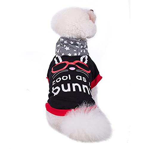 Hundekleidung, Hunde-Shirt Winter Hund Sweatshirt Warm Hund Hoodies Pullover T-Shirt Outfit Kostüm für Welpen Kleine Hunde Katzen (S-Schwarz) von Dreamls