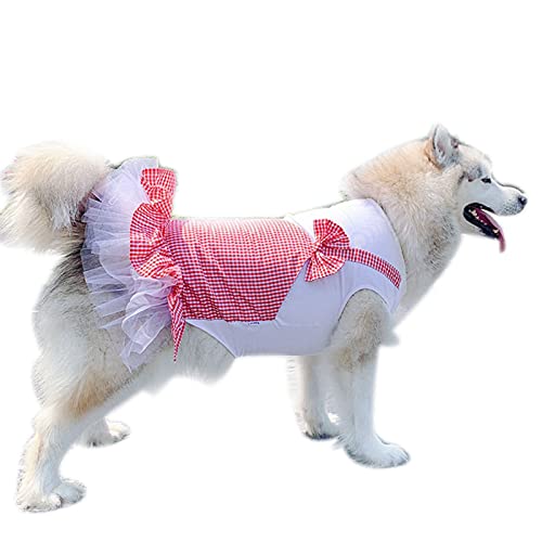 Hundekleidung, Hundeprinzessinnenkleid, kariert, Tutu-Rock, Baumwolle, Hundekleider für kleine, mittelgroße und große Hunde (6XL-Rot) von Dreamls