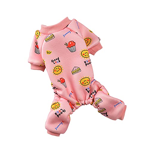 Hundekleidung, Winter-Overall für Hunde, vierbeinig, warmer Fleece-Mantel, Welpen-Einteiler, Anti-Haar-Kostüm für kleine Hunde (L: Rosa) von Dreamls