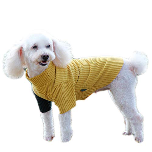 Hundekleidung, elastisches Hunde-T-Shirt, leichte Hundeweste, Mäntel, hoher Kragen, Hunde-Outfits, Katzenbekleidung für kleine Hunde (S-Gelb) von Dreamls