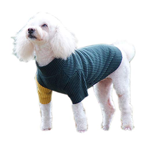 Hundekleidung, elastisches Hunde-T-Shirt, leichte Hundeweste, Mäntel, hoher Kragen, Hunde-Outfits, Katzenbekleidung für kleine Hunde (S-Grün) von Dreamls