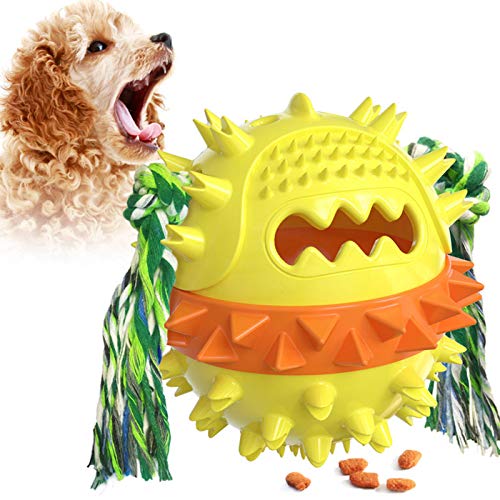 Hundespielzeug, Kauspielzeug für Hunde, Zahnreinigung, interaktive Hunde, schwimmende Bälle mit Seil, Haustier, quietschendes Spielzeug für Hunde (gelb) von Dreamls