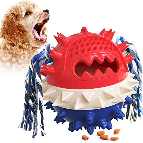 Hundespielzeug, Kauspielzeug für Hunde, Zahnreinigung, interaktive Hunde, schwimmende Bälle mit Seil, Haustier, quietschendes Spielzeug für Hunde (rot) von Dreamls
