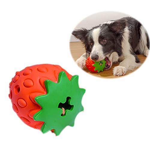 Hundespielzeugball, langlebiges Hundespielzeug, interaktives Welpenspielzeug, Zahnreinigungsball, beißfestes Spielzeug für kleine, mittelgroße und große Hunde (Erdbeere) von Dreamls