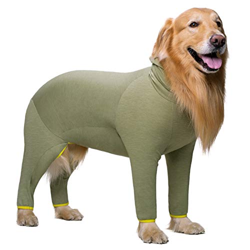 Pet Clothes for Medium Large Dogs Pyjamas Hoodie Jumpsuit Shirts Four-Legging Onesies Costume Anti-Hair Apparel (32#-Green) von Dreamls