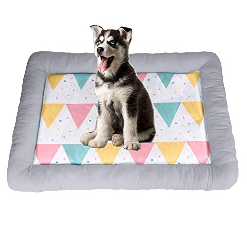 Pet Mat, Dog Cooling Mats Washable Dog Sleeping Pads Ice Silk Kennel Cool Dog Beds Cat Nest for Dogs Cats (L:Grey) von Dreamls
