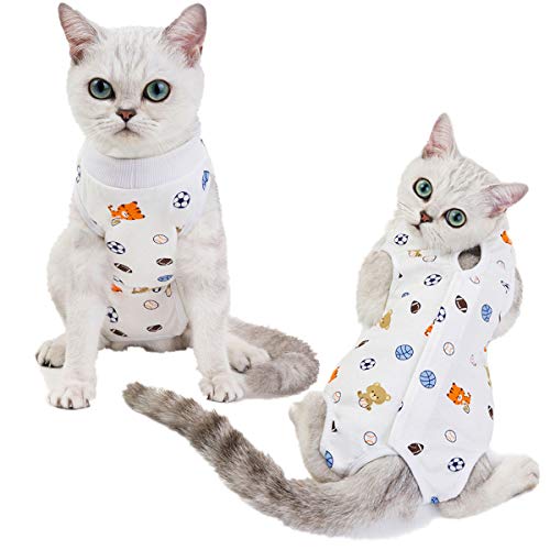 Professioneller chirurgischer Anzug für Bauchwunden, Hautkrankheiten, nach Operationen, atmungsaktives Shirt für Katzen (L-Fußball) von Dreamls