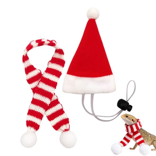 Dreuhuing Hühnermützen Für Hühner - Santa Verkleidung für Nutztiere,Kleintier Schal Und Mini Santa Hut Mit Verstellbarem Kinnband,Für Henne Hamster Kaninchen Kätzchen Welpe Echse Bauernhof Deko von Dreuhuing
