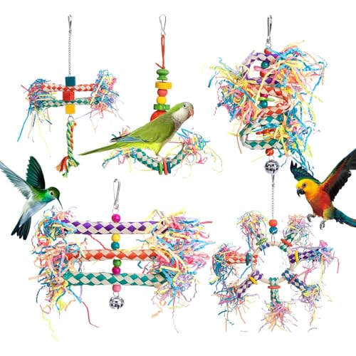 Dreuhuing Vogel Spielzeug Zum Zerfetzen - Klettertoy Für Nymphensittiche 5-teiliges Spielset - Trainingshilfe Für Papageien, Kletterbedarf Für Verschiedene Ziervögel Dreuhuing Vogel Spielzeug Zum Zerfetzen - Klettertoy Für Nymphensittiche 5-teiliges Spielset - Trainingshilfe Für Papageien, Kletterbedarf Für Verschiedene Ziervögel von Dreuhuing