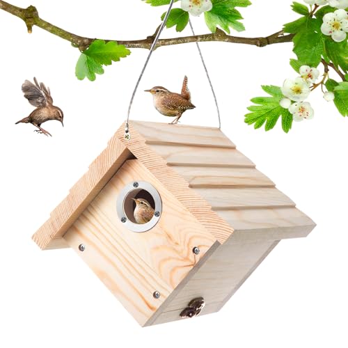 Dreyoo Zedernkönig-Haus, 3,8 cm Eingangsloch, Zaunkönig, Vogelhäuser für den Außenbereich, mit Metallschutz, Lüftungsschlitzen, hängende Vogelhäuser aus Holz für Zaunkönig, Küken (1 Stück) Dreyoo Zedernkönig-Haus, 3,8 cm Eingangsloch, Zaunkönig, Vogelhäuser für den Außenbereich, mit Metallschutz, Lüftungsschlitzen, hängende Vogelhäuser aus Holz für Zaunkönig, Küken (1 Stück) von Dreyoo
