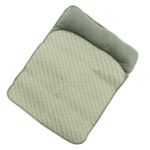 Drfeify Kühlmatte für Hunde, Nackenstütze, Kühlmatte für Hunde mit Atmungsaktivem, Tragbarem Rattanbett Zum Schlafen von Haustieren Im Sommer (Green L) von Drfeify