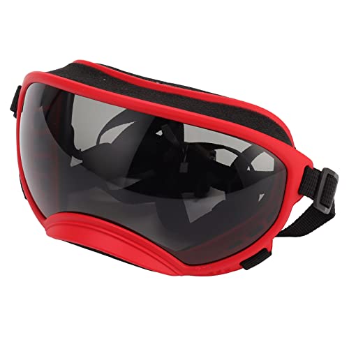 Drfeify Langlebige Hundebrillen Winddichte Ultraviolet -Proof Verstellbare Riemen Sonnenbrille für Große Hunde PC -Material (Roter Rahmen und Schwarze Schutzbrille) von Drfeify