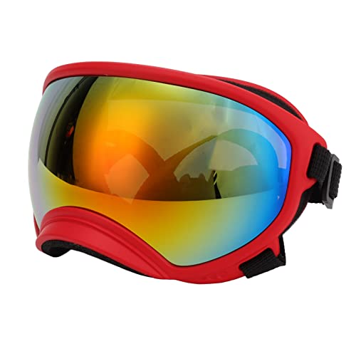 Drfeify Langlebige Hundebrillen Winddichte Ultraviolet -Proof Verstellbare Riemen Sonnenbrille für Große Hunde PC -Material (roter Rahmen, rote Linse) von Drfeify