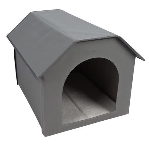Haustierhütte, 20,3 x 16,5 x 15,7 Zoll, Hundehütte für den Außenbereich, wasserdicht, faltbar, aus Nylon, für kleine und mittelgroße Hunde (Grau) von Drfeify
