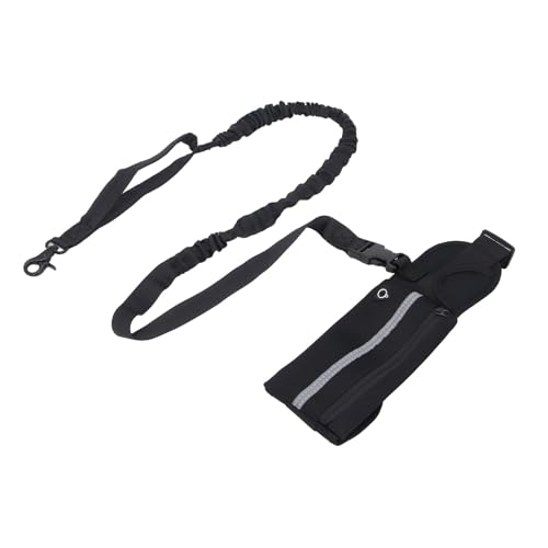 Taille Laufende Leine mit Reißverschluss, Wanderbeutelhundleine für Mittlere Große Hunde, Zwei Griffe und Einziehbares Bungee Zum Training von Jogging -Wandern (Black) von Drfeify