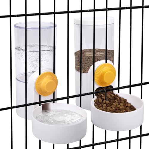DricRoda Pet Feeder Waterer, Hanging Dog Cat Food Water Dispenser Automatic Gravity Feeder Waterer Set for Caged Pets, Travel Food Water Bowl with Large Capacity for Small and Medium Animals von DricRoda