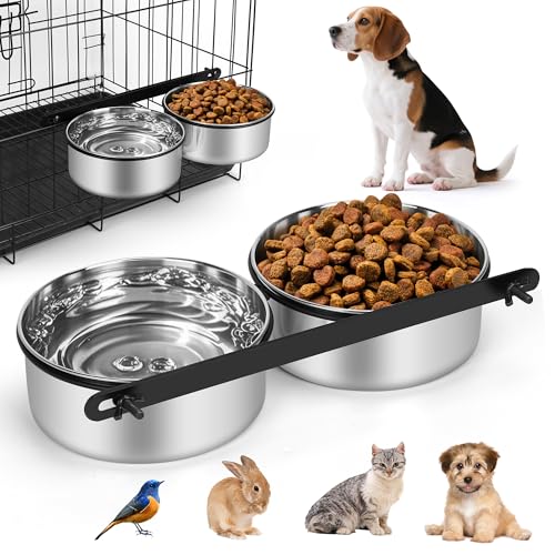 Wassernäpfe für Hundekäfige, kein Verschütten, 1,2 l Edelstahl, Futter- und Wassernapf, Set für große, mittelgroße und kleine Haustiere, abnehmbare hängende Futternäpfe für Käfig, Zwinger, Kiste Wassernäpfe für Hundekäfige, kein Verschütten, 1,2 l Edelstahl, Futter- und Wassernapf, Set für große, mittelgroße und kleine Haustiere, abnehmbare hängende Futternäpfe für Käfig, Zwinger, Kiste von DricRoda