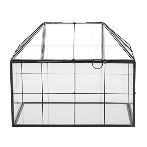 Droagoct Glas Glas Terrarium Handgemachte Haus Form Geometrische Glas BehäLter mit Schaukel Deckel Pflanzgefäß für Sukkulenten von Droagoct