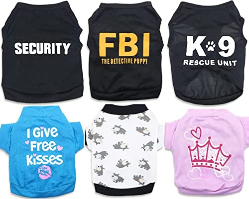 6 Stück kleine Hunde-Shirts Welpen-T-Shirt, Sicherheitshunde-Shirt, Jungen, Polizei, K9, Kostüm, Welpen, Kleidung, Mädchen, Katzen, Kleidung, Haustier-Shirts für Hunde, Weste, atmungsaktiv von DroolingDog