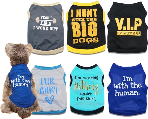T-Shirt für kleine Hunde, Welpen, Mommy's Boy, Hundekleidung, lustig, niedlich, "I Love My Dad", für kleine Hunde, Mädchen, Welpen, Katzen, Kleidung, weibliche Weste, Bekleidung, 6 Stück von DroolingDog