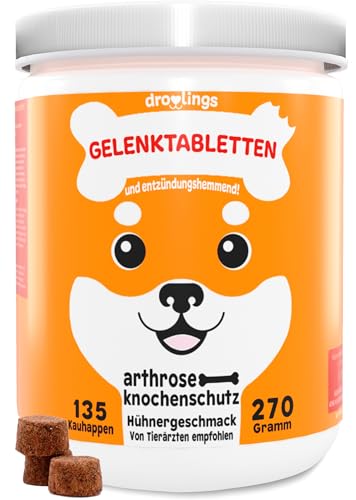 Gelenktabletten Hund 135 Kauhappen mit Grünlippmuschel 100% Natürlich für Knochen Gelenke und Arthrose von Droolings