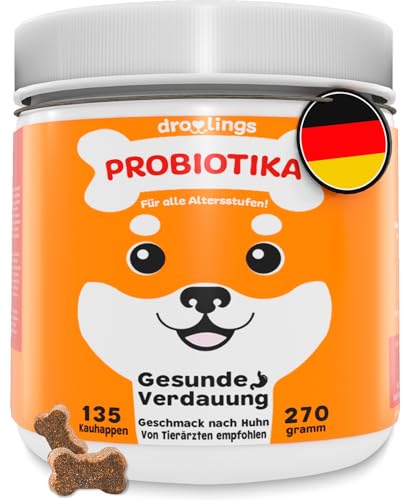Probiotika Hund mit 135 Verdauungssnacks Natürliches Supplement für Durchfall und Magen Darmflora von Droolings