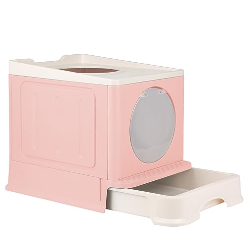 Drumm Katzentoilette, 48 x 39 x 34 cm, faltbar, für Katzen, Katzentoilette mit Deckel, herausnehmbares Tablett, Schaufel, Bürste, für große Katzen, 2 Öffnungen Drumm Katzentoilette, 48 x 39 x 34 cm, faltbar, für Katzen, Katzentoilette mit Deckel, herausnehmbares Tablett, Schaufel, Bürste, für große Katzen, 2 Öffnungen von Drumm