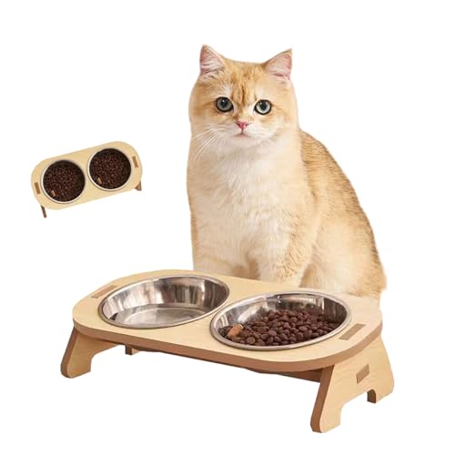 Druuzyl Erhöhter Katzennapf aus Edelstahl mit Bambus-Ständer - Futternapf & Wasserschale für Katzen und Hunde, rutschfeste Fressstation mit Holzfuß Druuzyl Erhöhter Katzennapf aus Edelstahl mit Bambus-Ständer - Futternapf & Wasserschale für Katzen und Hunde, rutschfeste Fressstation mit Holzfuß von Druuzyl