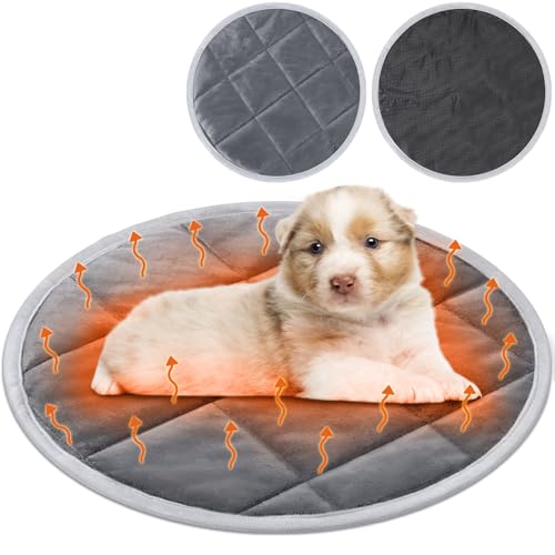 Drydiet Heizkissen für Katzen, rund, 40,6 cm, selbstheizend, waschbar, beheiztes Katzenbett, rutschfest, für Hundehütte, Hundekäfig, drinnen und draußen, Grau, 48,3 cm, 2 Stück von Drydiet