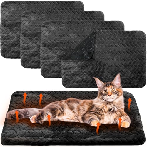 Drydiet Selbstheizende Katzenunterlage, 40,6 x 50,8 cm, selbstwärmendes Katzenbett, rutschfest, warm, waschbar, Haustierhütte, Bettmatte für drinnen und draußen, Schwarz, 50,8 x 71,1 cm, 4 Stück Drydiet Selbstheizende Katzenunterlage, 40,6 x 50,8 cm, selbstwärmendes Katzenbett, rutschfest, warm, waschbar, Haustierhütte, Bettmatte für drinnen und draußen, Schwarz, 50,8 x 71,1 cm, 4 Stück von Drydiet