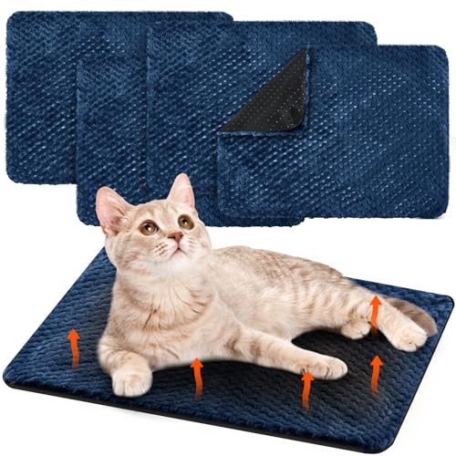 Drydiet Selbstheizende Katzenunterlage, selbstwärmend, waschbar, thermische Haustiermatte für drinnen und draußen, 40,6 x 50,8 cm, abnehmbar, rutschfest, 4 Stück von Drydiet