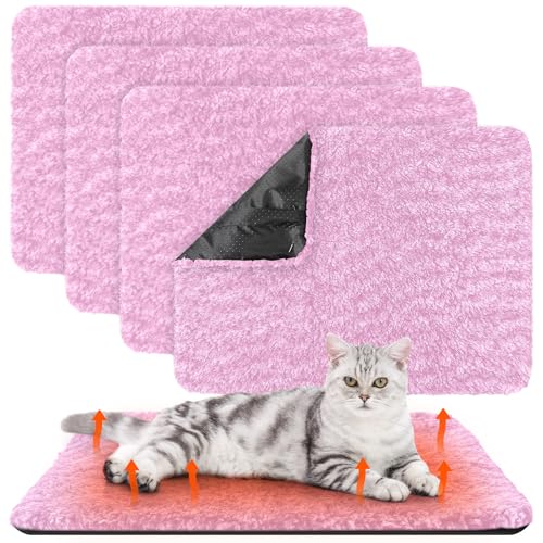 Drydiet Selbstwärmendes Katzenbett für den Innenbereich, selbstheizend, waschbar, thermische Haustierhütte, Kiste, Bettmatte, reflektiert Körperwärme für den Außenbereich, Rosa, 40,6 x 50,8 cm, 4 von Drydiet