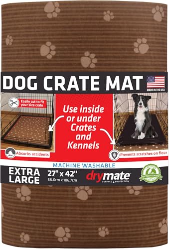 Drymate Hundebox-Matte, absorbiert Urin, wasserdicht, rutschfest, waschbar, Welpen-Pad für Zwinger-Training, Verwendung unter dem Haustierkäfig zum Schutz der Böden, dünner Schnitt, hergestellt in den von Drymate