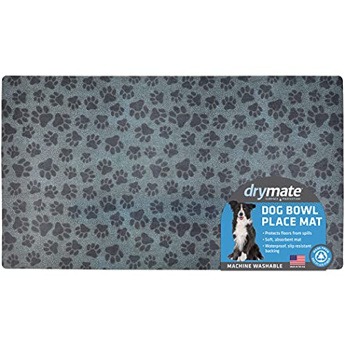 Drymate Futternapf-Tischset für Hunde und Katzen, saugfähiger Stoff, wasserdichte Unterseite, rutschfest, maschinenwaschbar/langlebig, 40,6 x 71,1 cm, Schwarz mit von Drymate