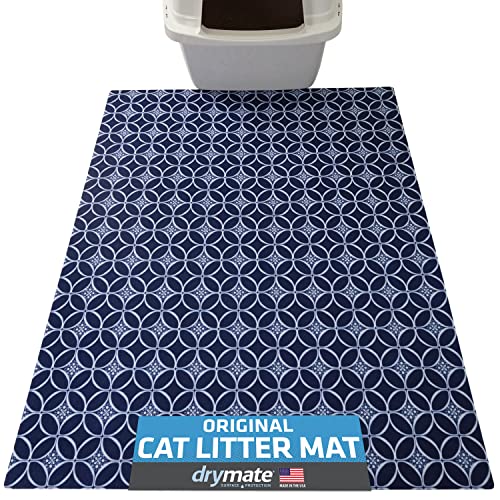 Drymate Original Katzenstreu-Matte, enthält Unordnung aus der Box für saubere Böden, urinfest, weich auf Katzenpfoten, saugfähig/wasserdicht, maschinenwaschbar, langlebig (73,7 x 91,4 cm) (Indigo) von Drymate