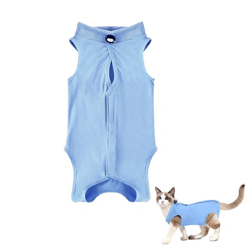 Dryxog Katzenbody Nach Op, Operationsgenesungsanzüge Katzenbekleidung, Atmungsaktiver Weicher Anti Lecken Katzen Body für Katzen Operation Bauchwunden Hautkrankheiten (S, Blau) von Dryxog